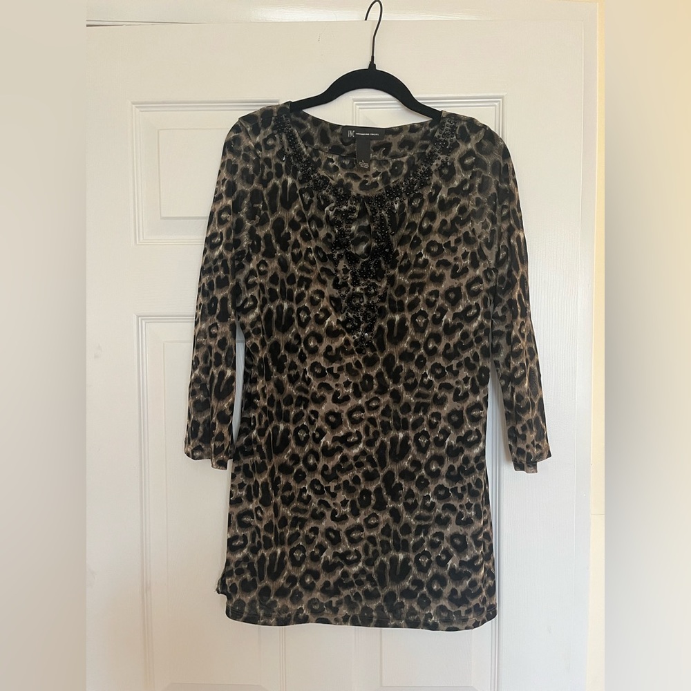 INC International Concepts Leopard Print Tunic in Black and Brown